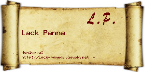 Lack Panna névjegykártya
